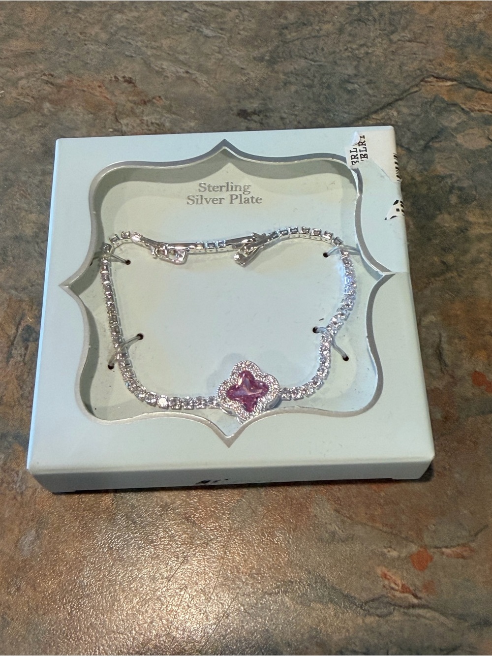 Sterling Silver Plated and pink bracelet NIB